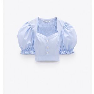 Zara NWT Pearl Button crop top